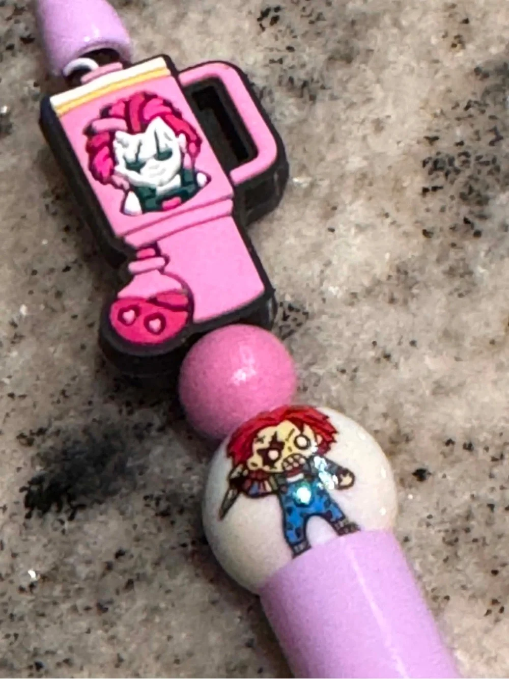 Chucky Halloween Lavender Novelty Bead Ballpoint Pen - Cute Meets Creepy